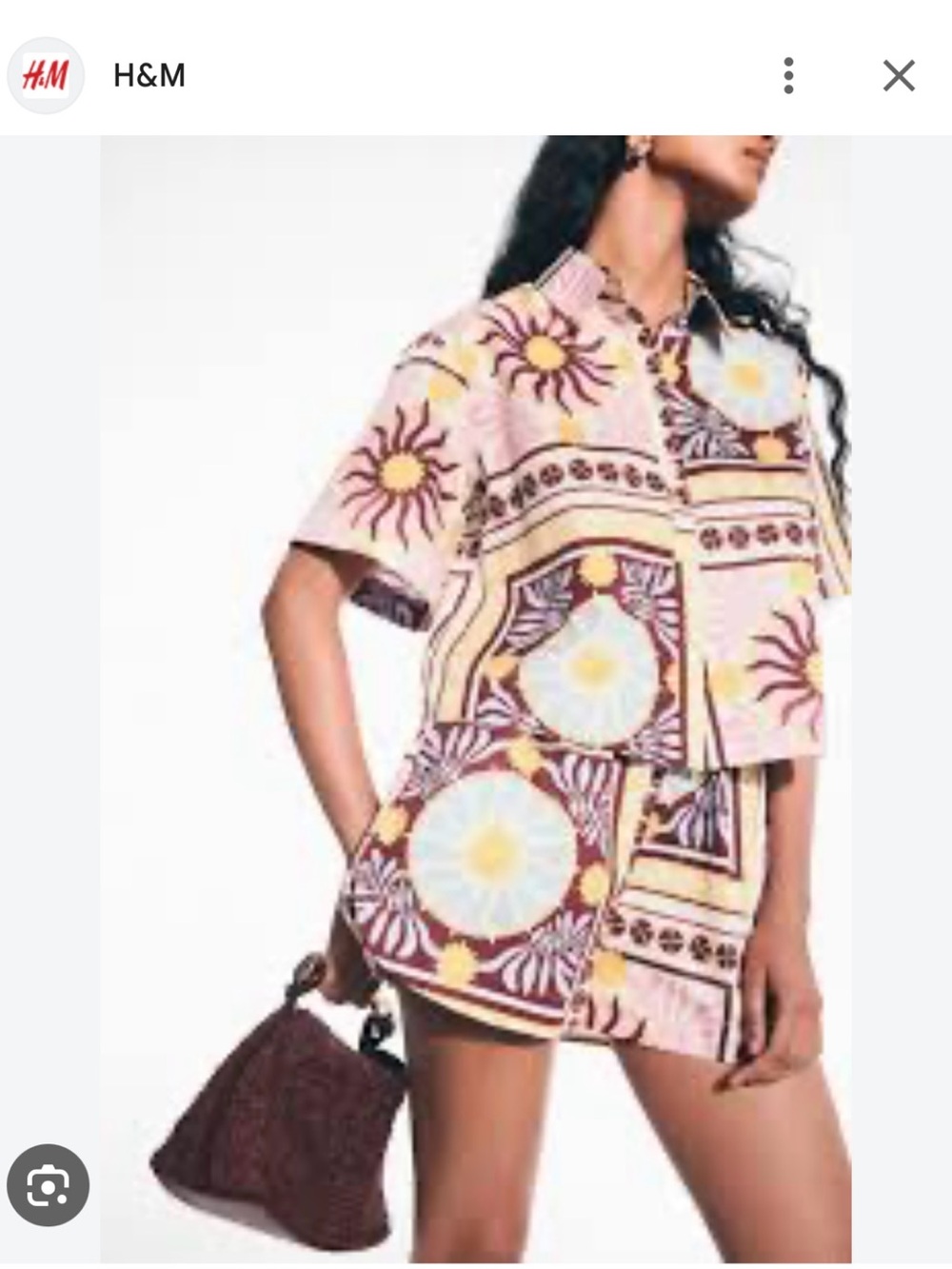 H&M Pink, Yellow & Cream Printed Short Sleeve Button-Down